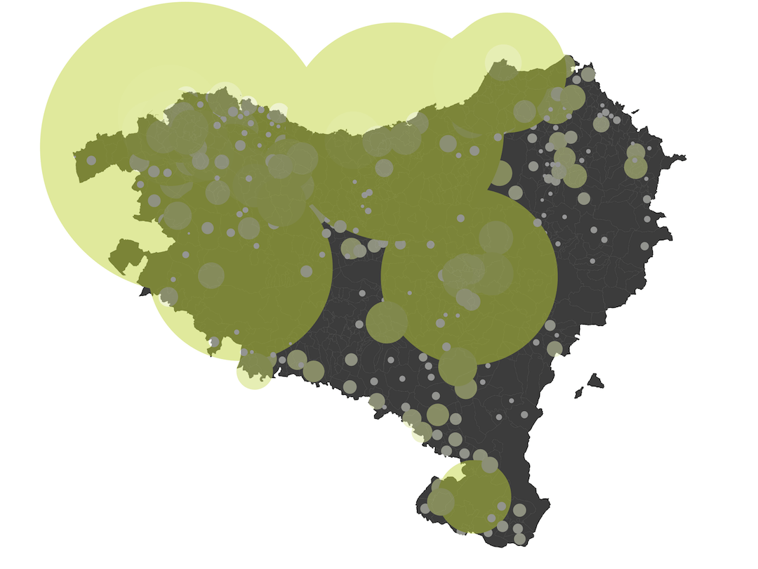 Densidad de dominios de Internet en el País Vasco 2015