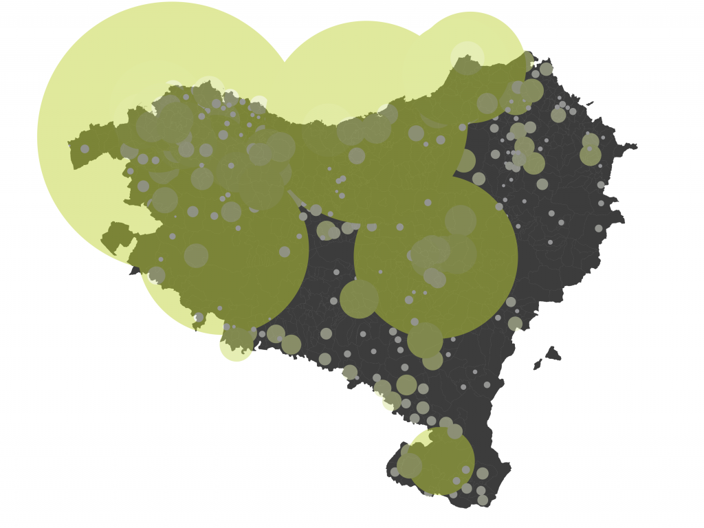 La densité des domaines Internet au Pays basque