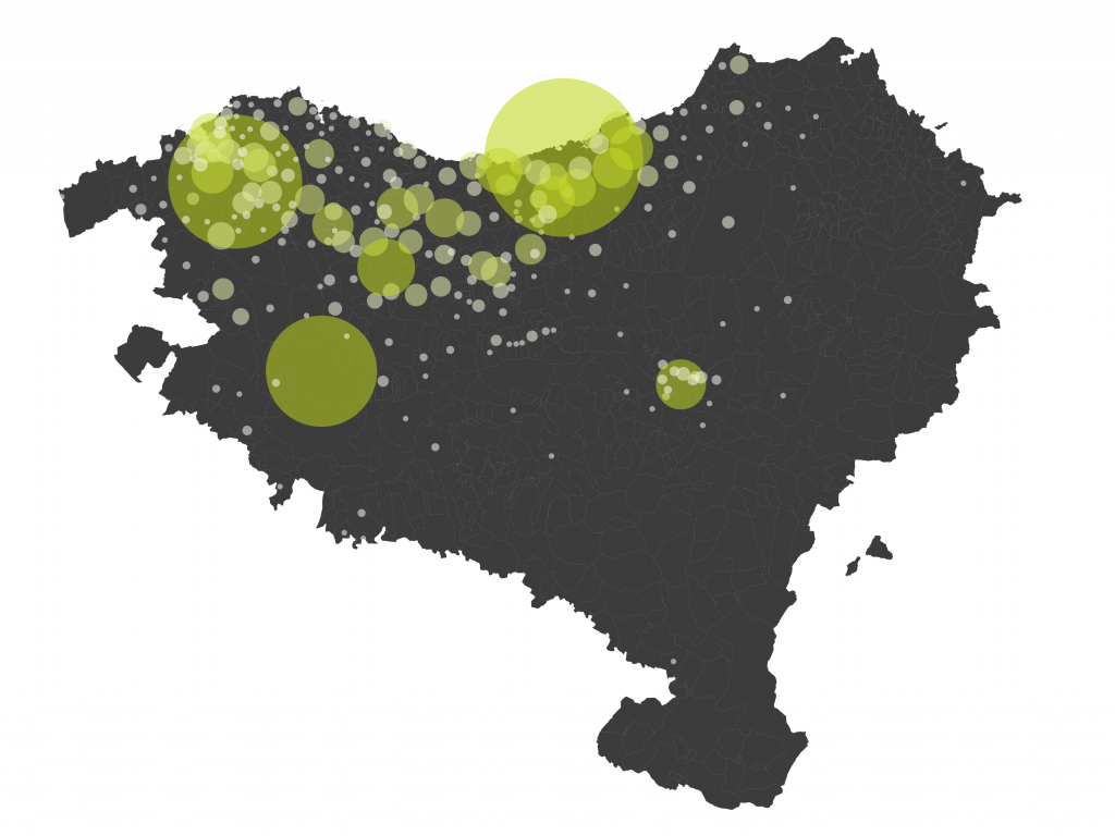 La densité du nom de domaine .EUS au Pays basque